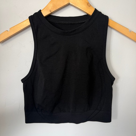 Alphalete Tops - Alphalete Womens Black High Neck Seamless Ribbed Athletic Crop Top Size Small